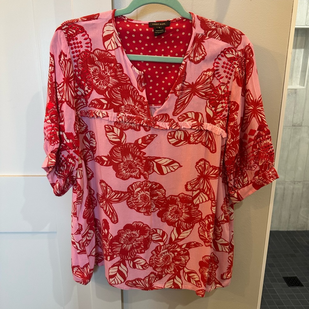Embellished Red and Pink Top
